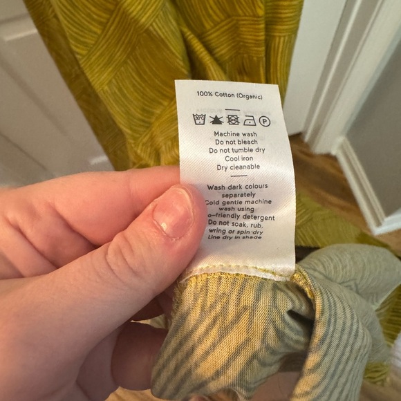 Elk the Label Women's Mustard Patterned Maxi Dress, 100% Organic Cotton - Picture 7 of 7